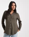 [New Look] New Look check long sleeve shirt in green pattern 6 Green pattern