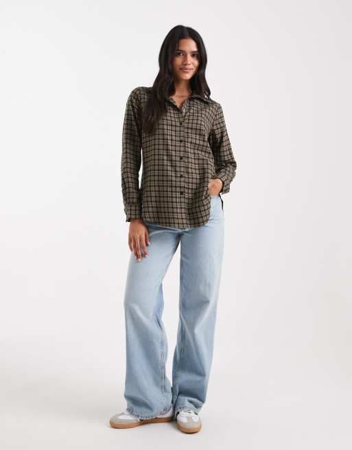New Look check long sleeve shirt in green pattern, 4 of 4