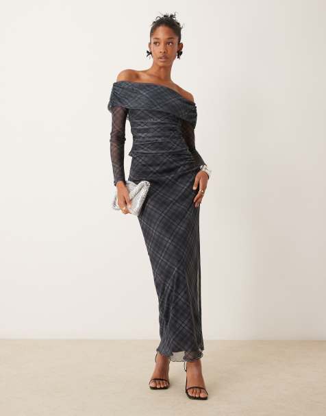 New Look check mesh midi skirt in blue pattern (part of a set) - view 1