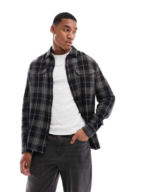 New Look check overshirt in black | ASOS