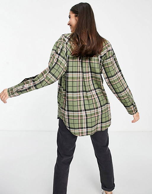New Look check overshirt in green pattern