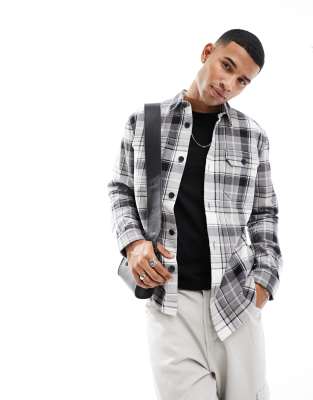 New Look check overshirt in grey check - ASOS Price Checker