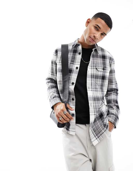 New Look check overshirt in grey