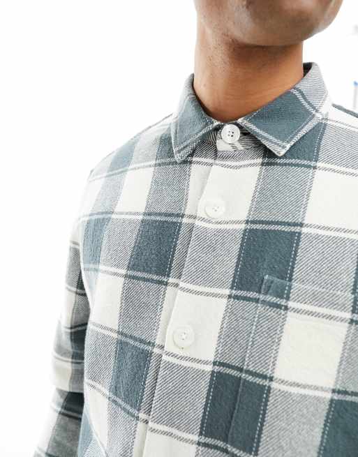 New Look check overshirt in mid-green check, 3 of 4