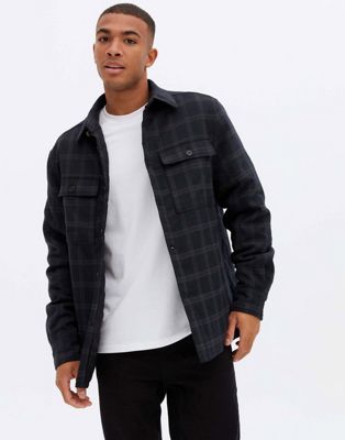 New Look check overshirt in navy