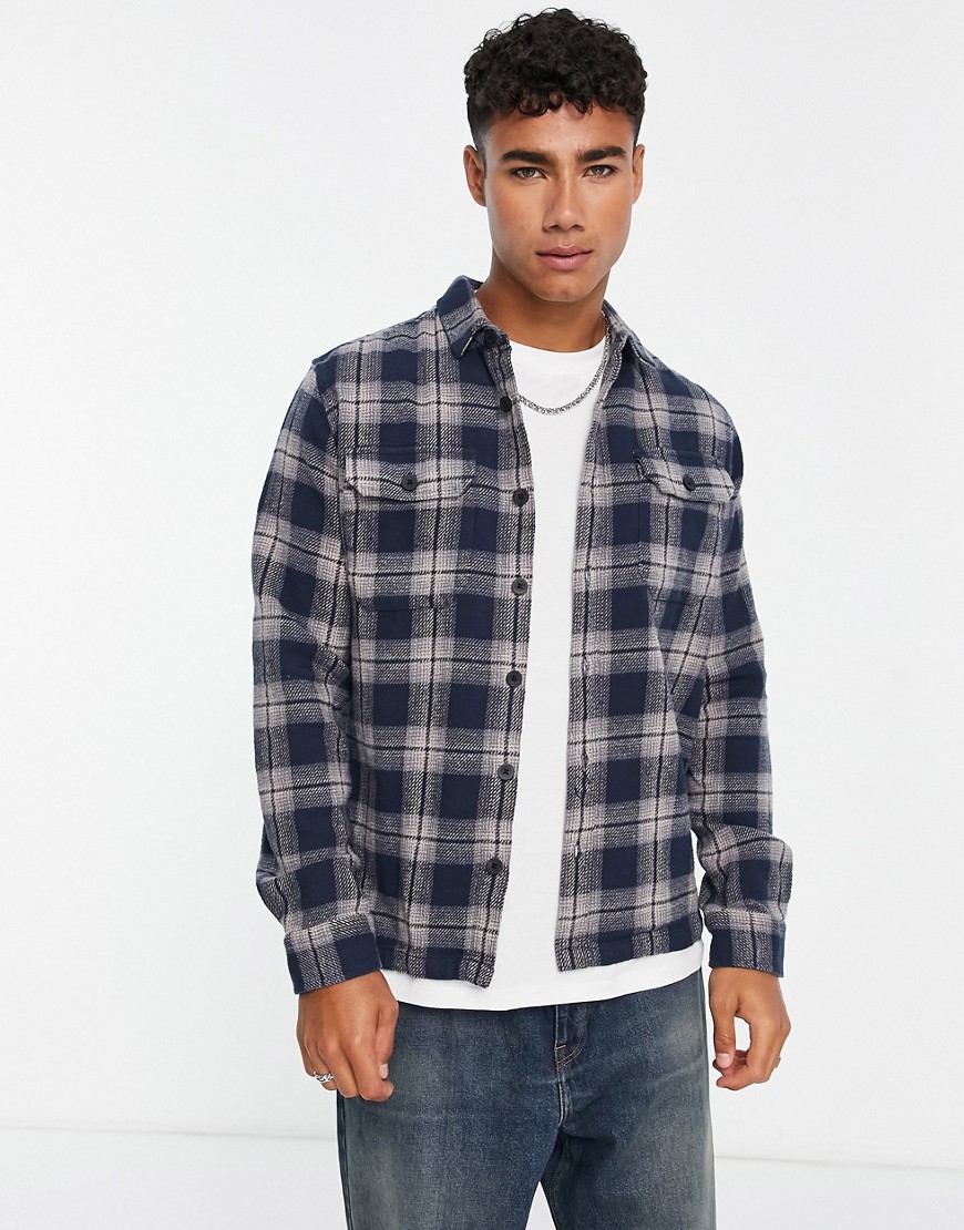 New Look check overshirt in off blue