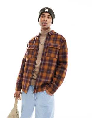New Look check overshirt in orange - ASOS Price Checker