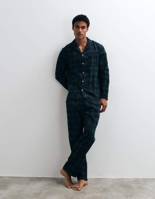 New Look check pyjama set in green, 2 of 4