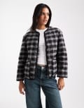 [New Look] New Look check quilt padded jacket in brown 6 Brown pattern