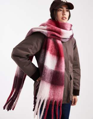 New Look New Look check scarf in burgundy-Red