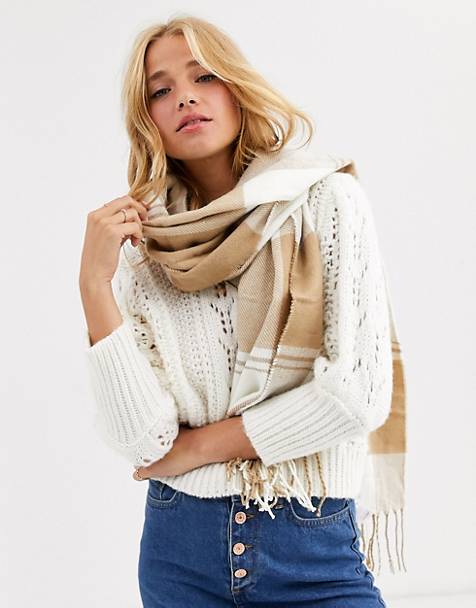 New Look check scarf in camel