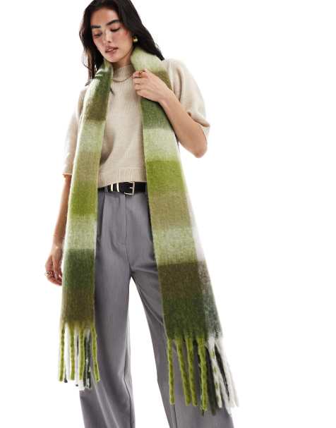 New Look check scarf in khaki - view 1