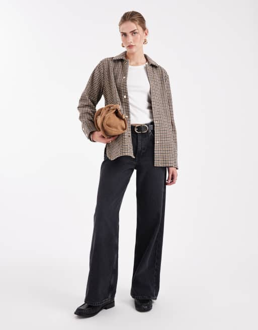 New Look check shacket in brown, 2 of 4