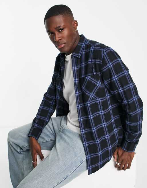 New Look check shirt in blue | ASOS