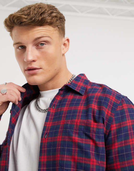 New Look check shirt in red and navy