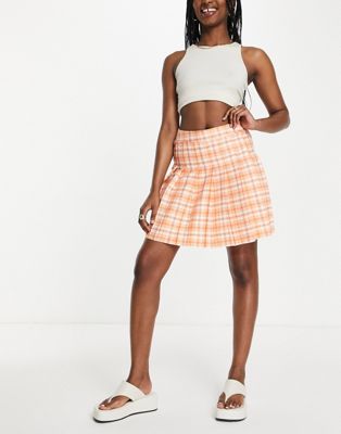 New Look check tennis skirt in orange pattern