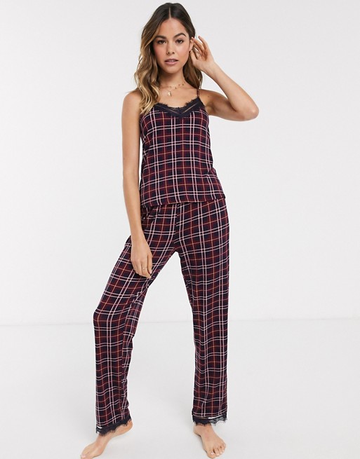 New Look check trouser pyjama bottom in red