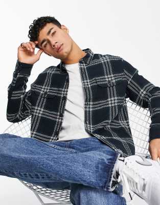 oversized checked overshirt trf