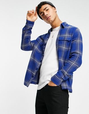 New Look checked overshirt in navy
