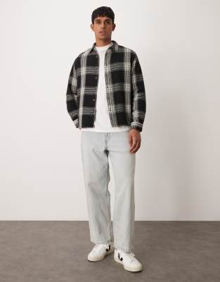New Look New Look checked oxford shirt in black and white-Multi