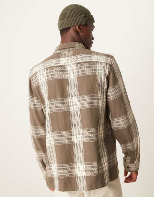 New Look checked oxford shirt in dark khaki, 4 of 4