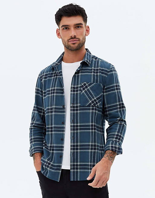 Men New Look checked shirt in blue 