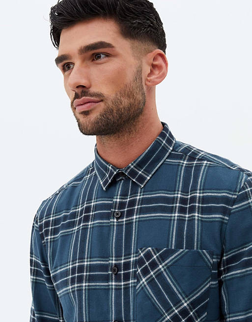 Men New Look checked shirt in blue 