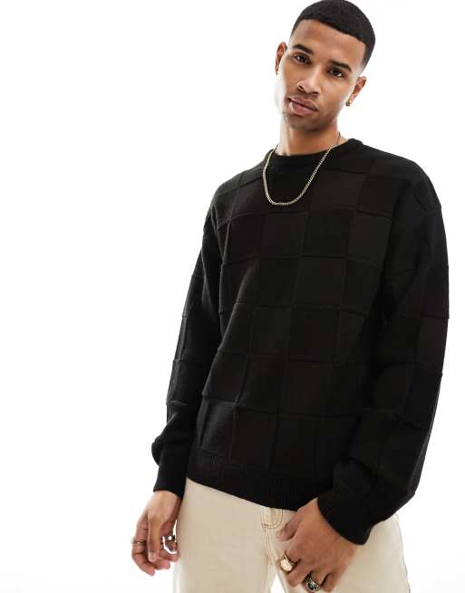 New Look - Checker - Trui met ronde hals in zwart