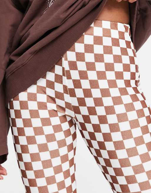 New Look checkerboard flare in brown check