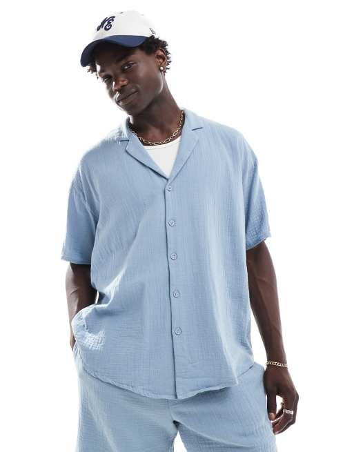 New Look cheesecloth shirt in blue (part of a set)