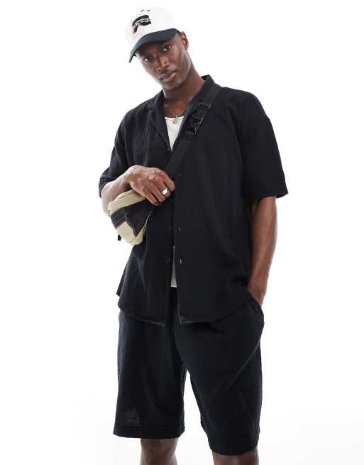 New Look cheesecloth shorts in black (part of a set)