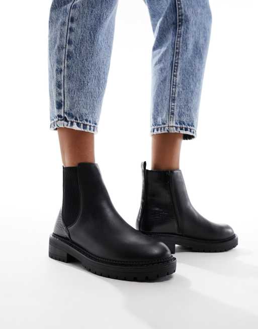 New Look Chelsea boots met dikke zool in zwart ASOS