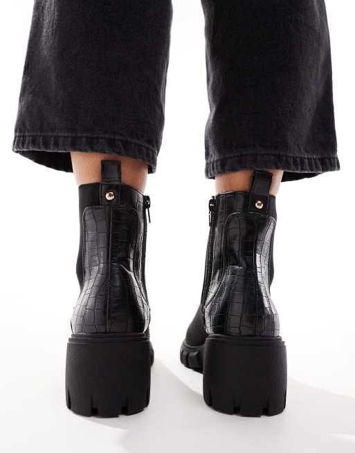 New Look - Chelsea boots met hak en dikke zool in zwart, 3 van 4