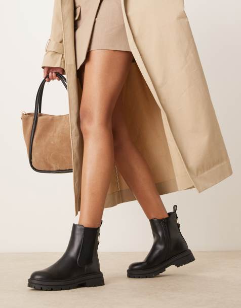 New Look – Chelsea-Stiefel aus Kunstleder in Schwarz mit dicker Sohle - view 1