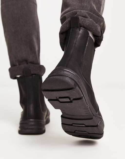 New Look – Chelsea-Stiefel in Schwarz mit dicker Sohle und Lasche hinten, 3 von 4