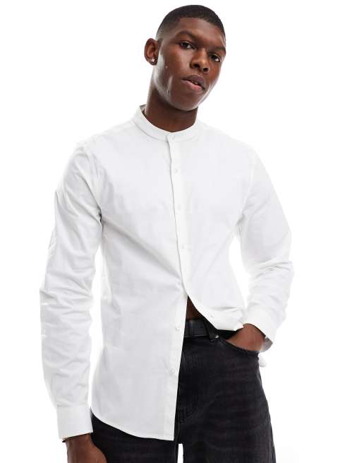 Chemise Blanche Col Officier Chemise Col Grand Père Homme ASOS