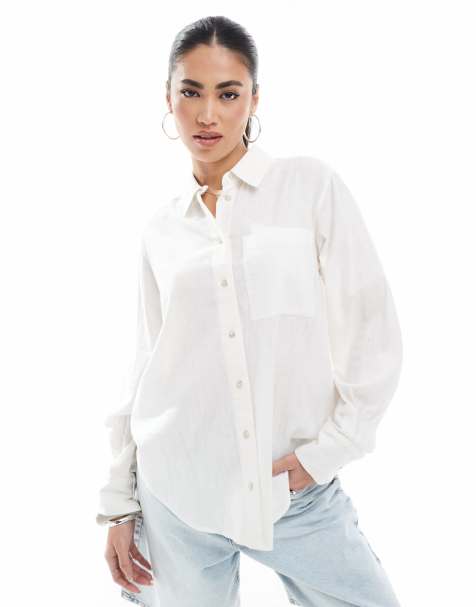 New Look - Chemise à manches longues en lin - Blanc - view 1
