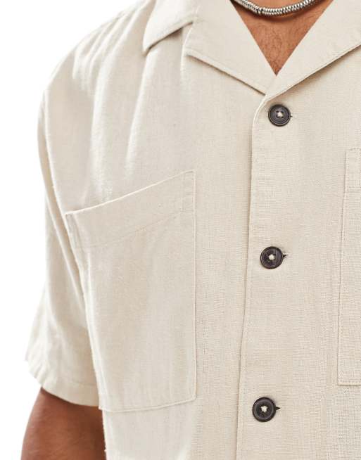New Look - Chemise d'ensemble coupe carrée aspect lin avec deux poches - Taupe, 2 de 4