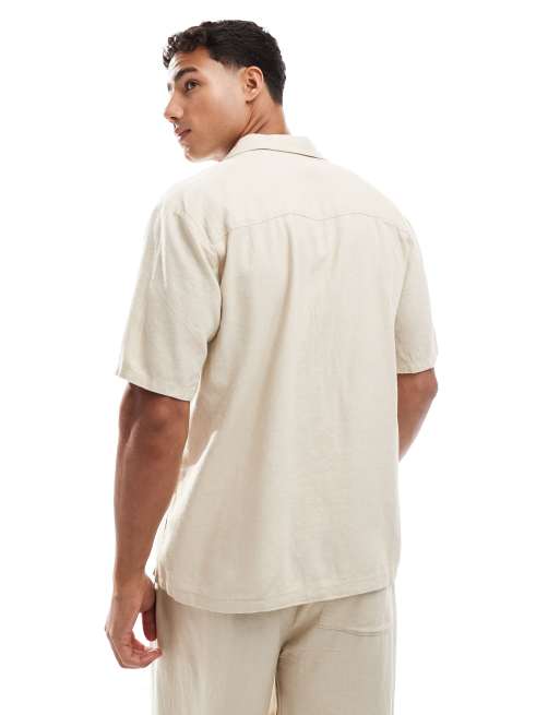 New Look - Chemise d'ensemble coupe carrée aspect lin avec deux poches - Taupe, 4 de 4