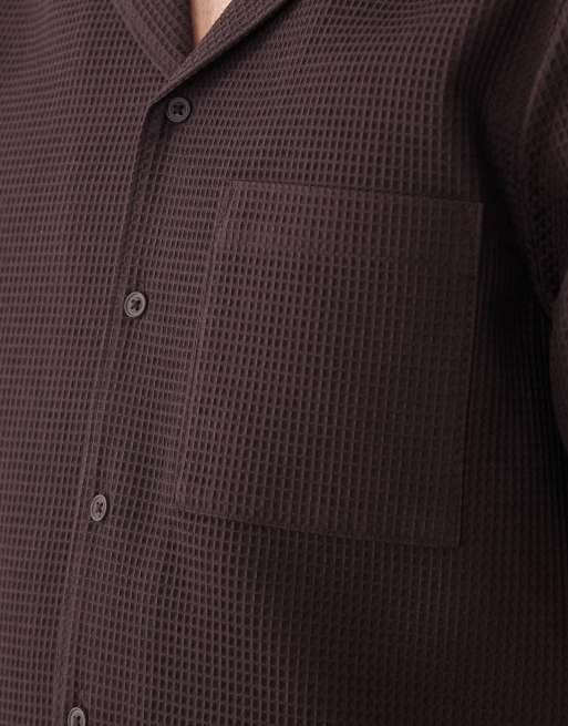 New Look - Chemise d'ensemble gaufrée - Marron, 4 de 5