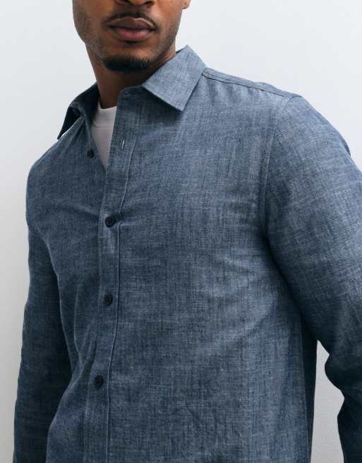 New Look chemise en chambray bleu moyen, 4 de 5