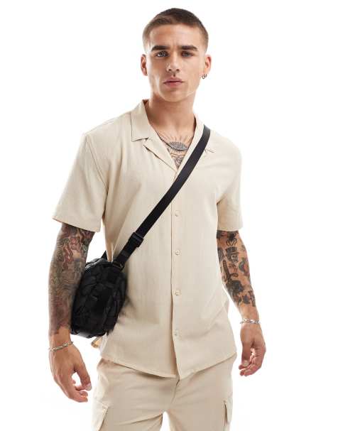 New Look - Chemise en crépon doux à manches courtes - Taupe - view 1