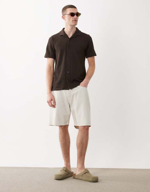 New Look - Chemise en maille texturée avec col à revers - Marron chocolat , 2 de 5