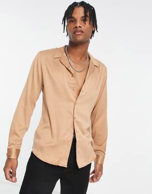 Chemisier Court En Satin Marron Matthew Verve - Taille 38, Occasion En Très Bon état