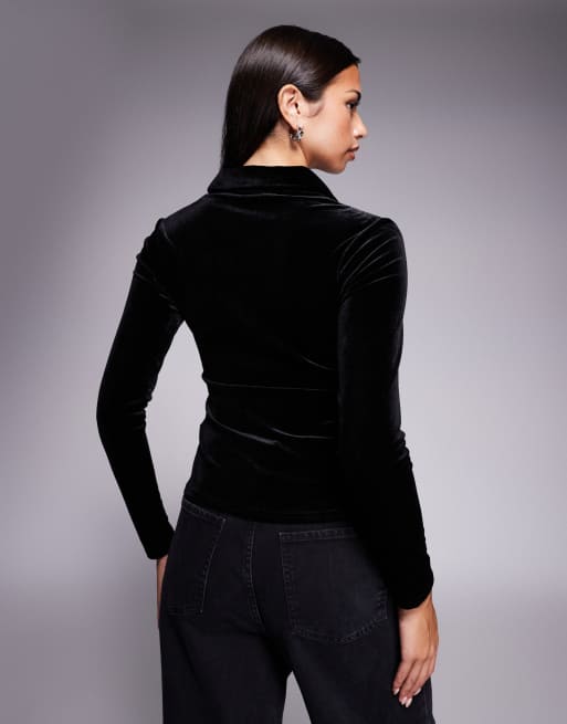 New Look - Chemise en velours avec boutons à strass - Noir, 4 de 4