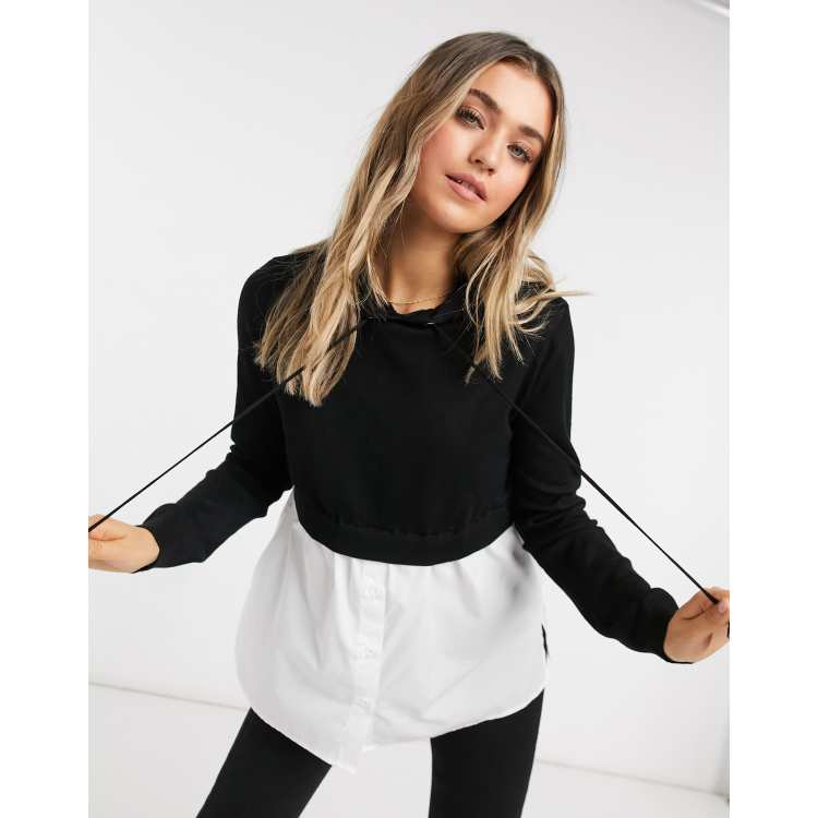 New Look Chemise et sweat capuche 2 en 1 Noir ASOS