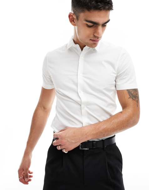New look - Chemise moulante à manches courtes en popeline - Blanc - view 1