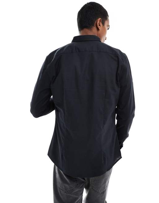 New Look - Chemise moulante à manches longues - Noir, 4 de 4