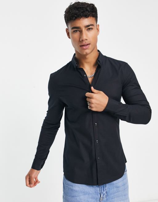 New Look - Chemise oxford à manches longues - Noir