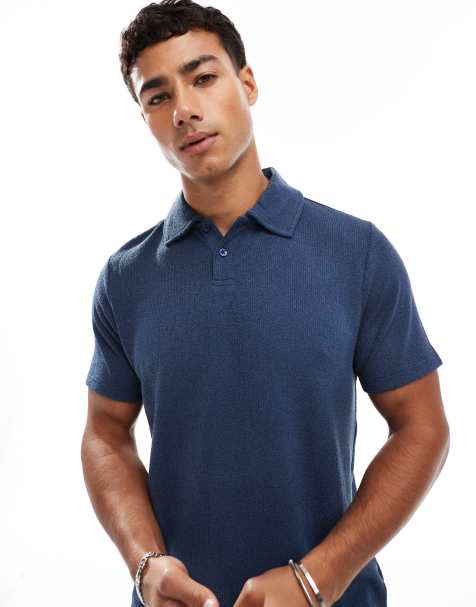 New Look - Chemise texturée à manches courtes - Bleu marine - view 1